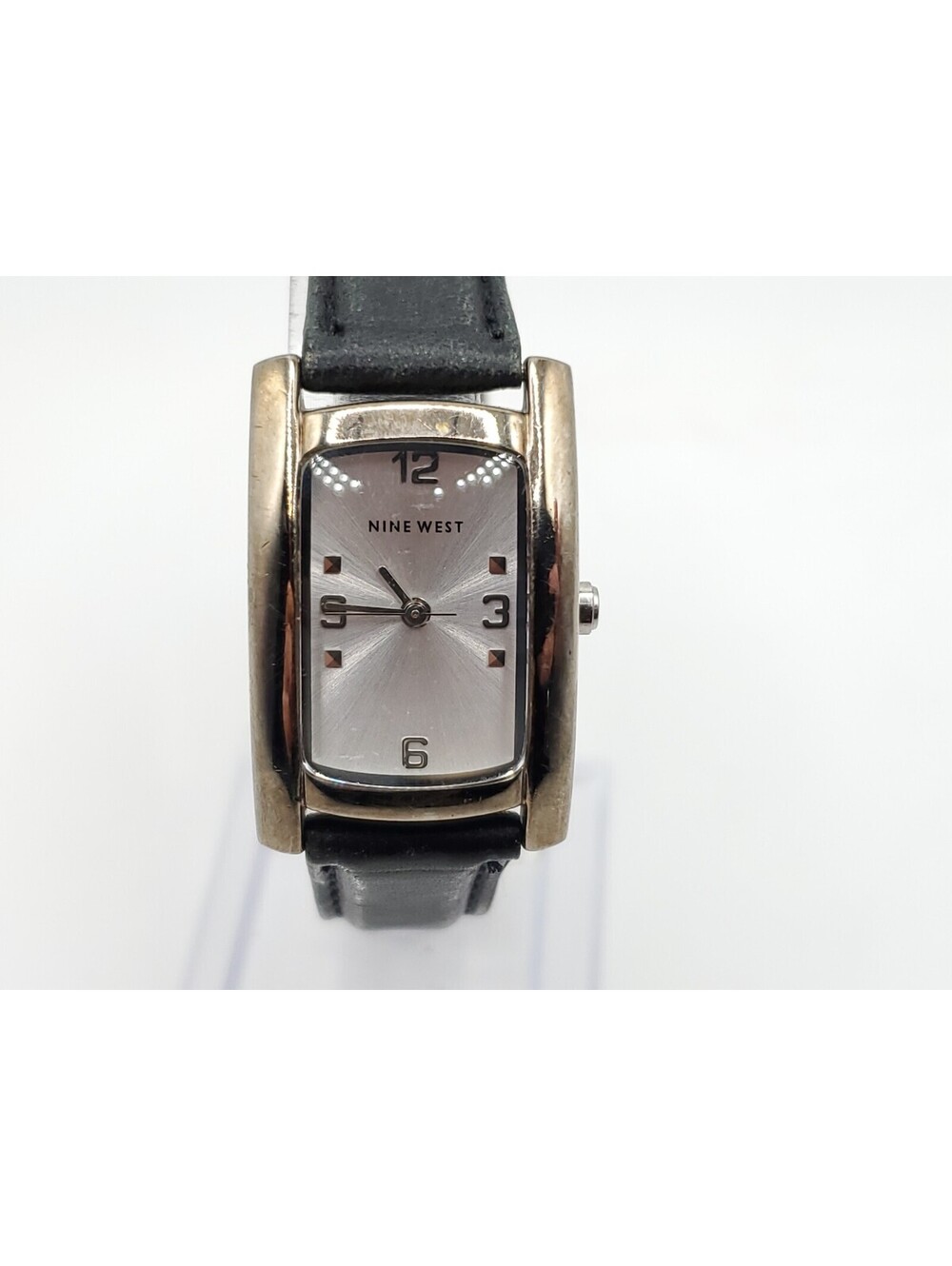 Nine West Quartz 27mm Womens Watch New Battery Silver Tone Rectangle